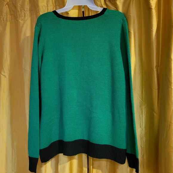 Santa Sequin Sleigh Christmas Sweater Green Holiday Time XL - Picture 7 of 8